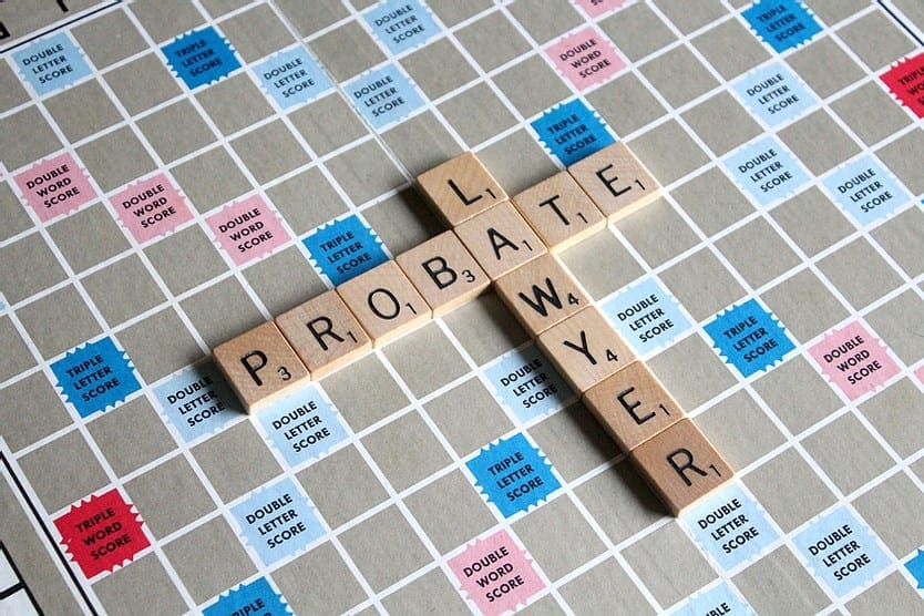 The words Lawyer and Probate on a Scrabble Board