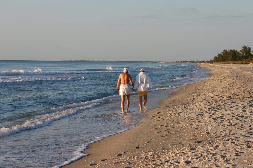 Elderly couple on beach in Florida