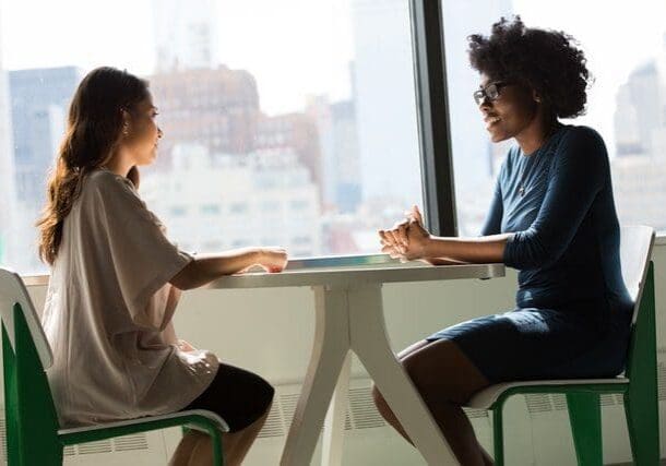 Two women meeting